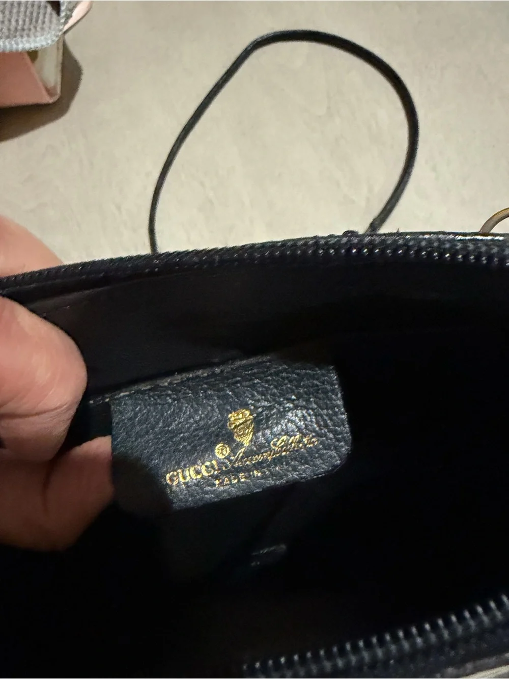 Gucci Beige Navy Monogram Crossbody with Red Web Stripe